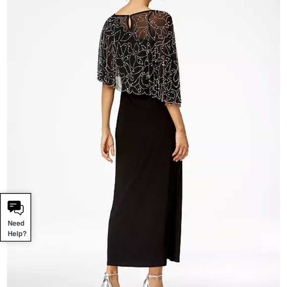msk petite beaded overlay gown
